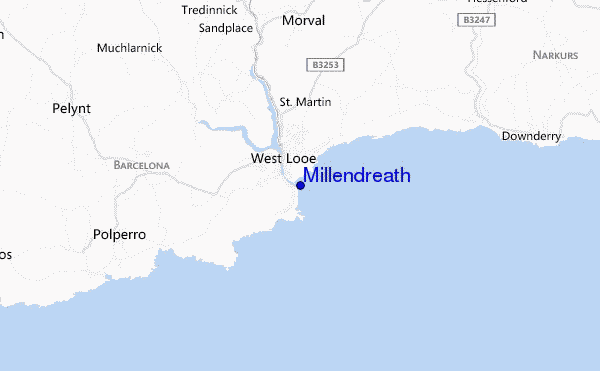 mapa de localização de Millendreath