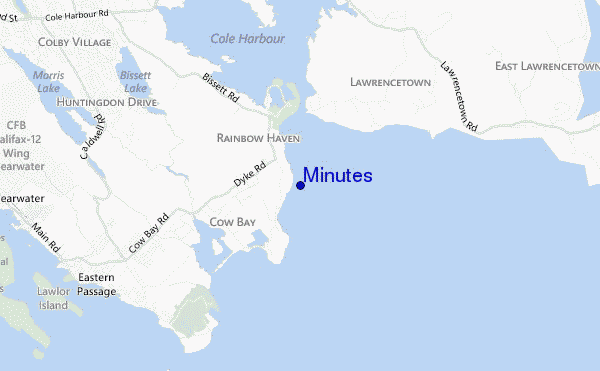 mapa de localização de Minutes