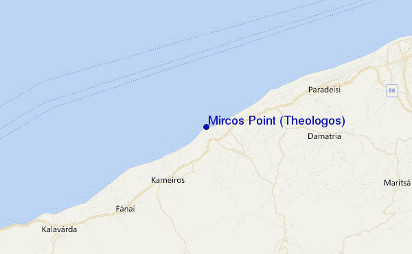 mapa de localização de Mircos Point (Theologos)