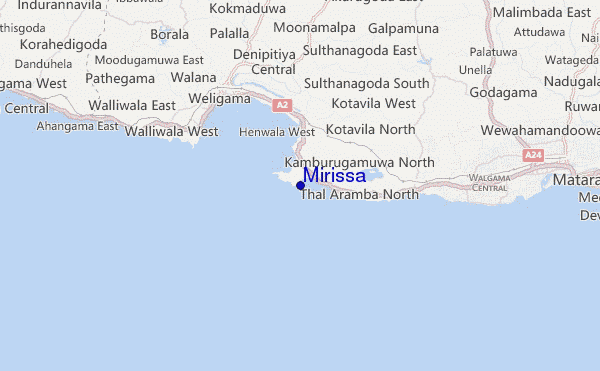 mapa de localização de Mirissa