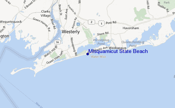 mapa de localização de Misquamicut State Beach