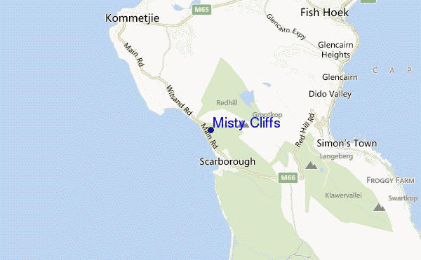 mapa de localização de Misty Cliffs