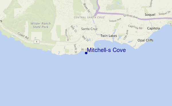 mapa de localização de Mitchell's Cove
