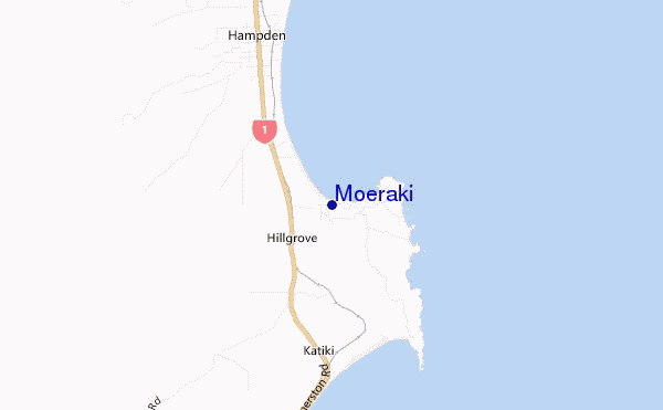mapa de localização de Moeraki