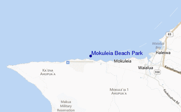 mapa de localização de Mokuleia Beach Park