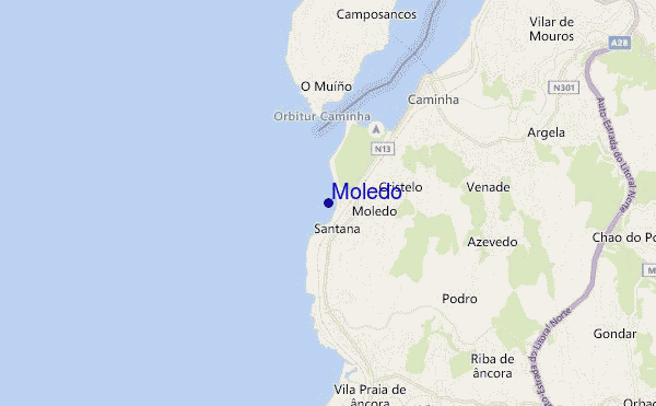 mapa de localização de Moledo