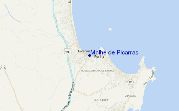 mapa de localização de Molhe de Picarras