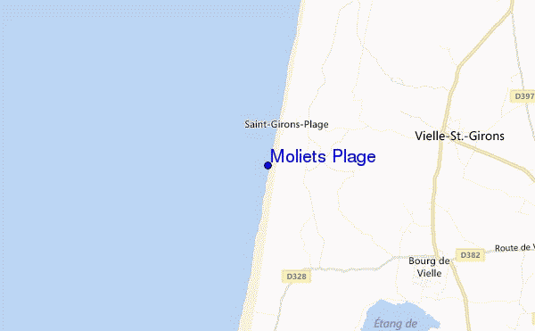 mapa de localização de Moliets Plage
