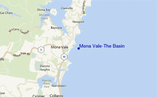 mapa de localização de Mona Vale-The Basin