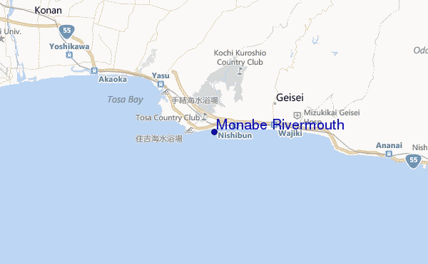mapa de localização de Monabe Rivermouth