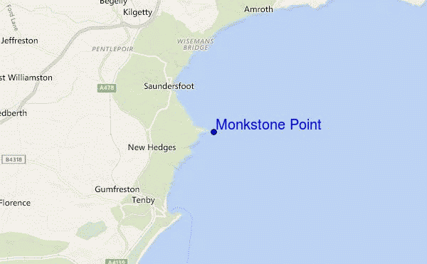 mapa de localização de Monkstone Point