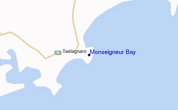 mapa de localização de Monseigneur Bay