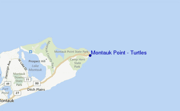 mapa de localização de Montauk Point - Turtles