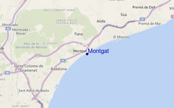 mapa de localização de Montgat