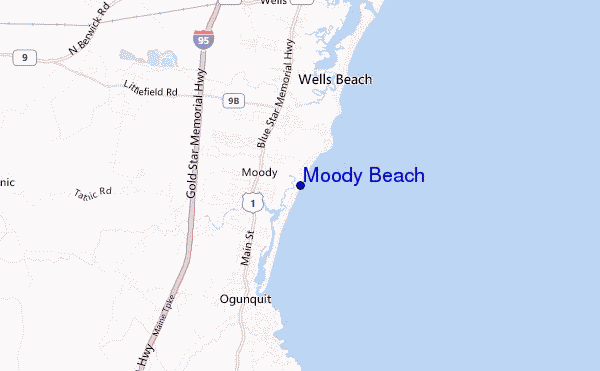 mapa de localização de Moody Beach