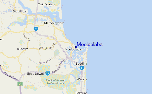 mapa de localização de Mooloolaba