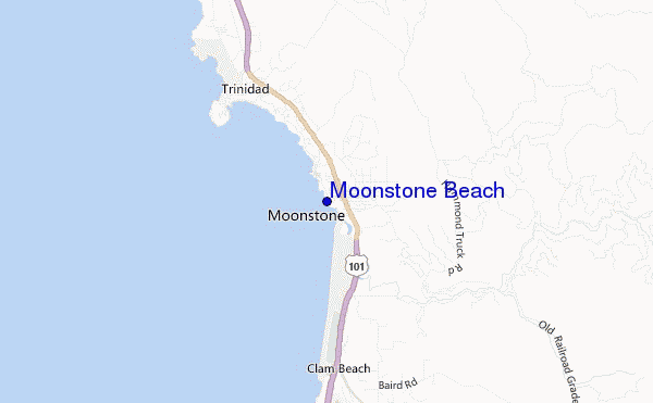 mapa de localização de Moonstone Beach