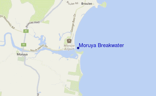 mapa de localização de Moruya Breakwater