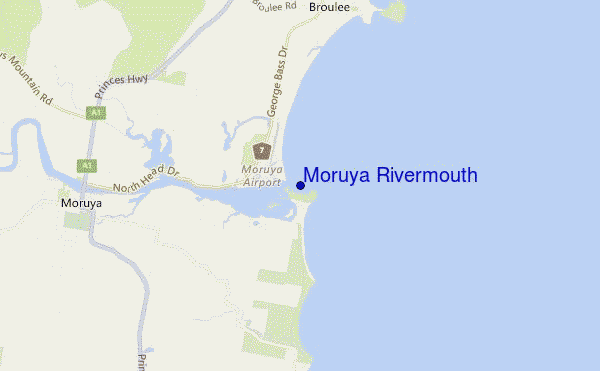 mapa de localização de Moruya Rivermouth