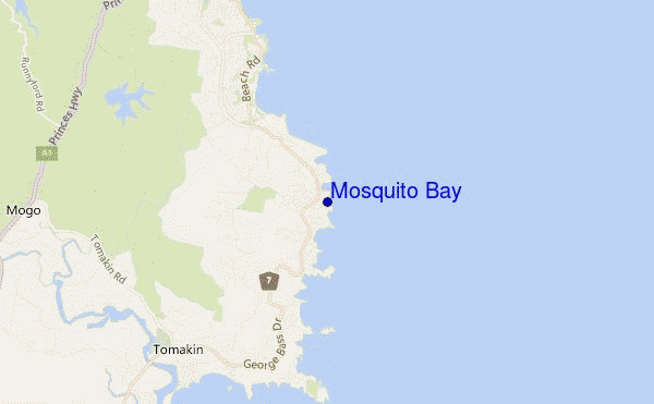 mapa de localização de Mosquito Bay