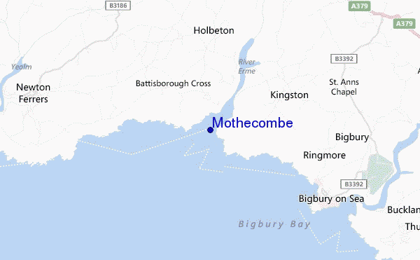 mapa de localização de Mothecombe
