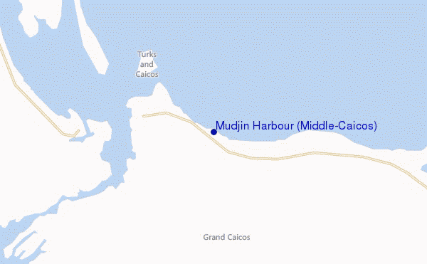 mapa de localização de Mudjin Harbour (Middle-Caicos)