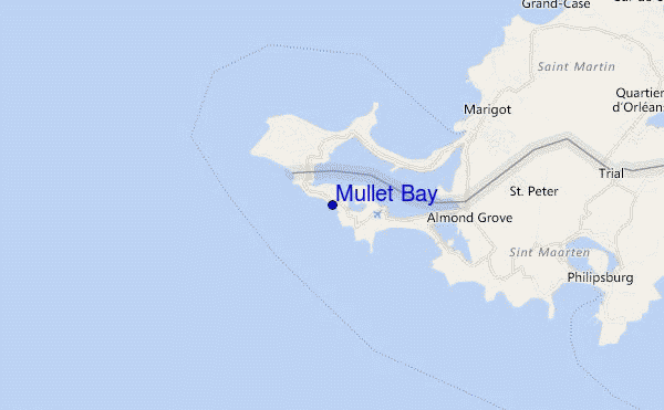 mapa de localização de Mullet Bay