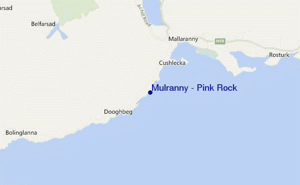 mapa de localização de Mulranny - Pink Rock