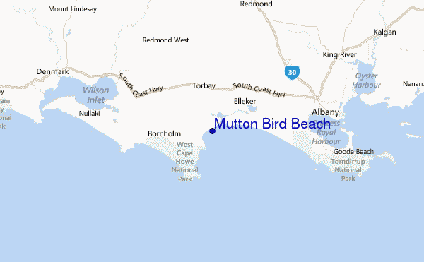 Mutton Bird Beach Location Map