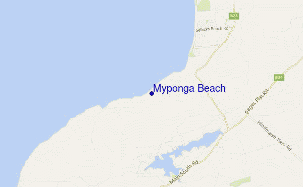 mapa de localização de Myponga Beach