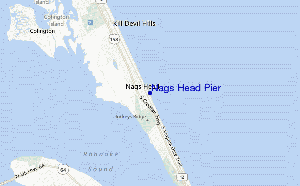 mapa de localização de Nags Head Pier