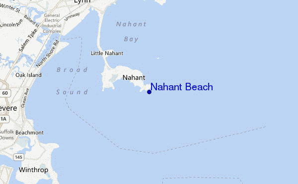 mapa de localização de Nahant Beach