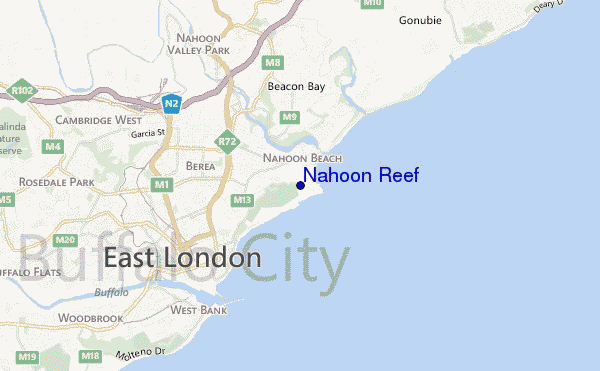 mapa de localização de Nahoon Reef