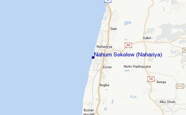 mapa de localização de Nahum Sokolow (Nahariya)