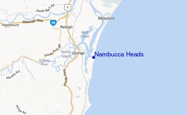 mapa de localização de Nambucca Heads
