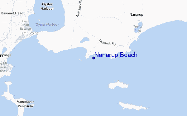 mapa de localização de Nanarup Beach