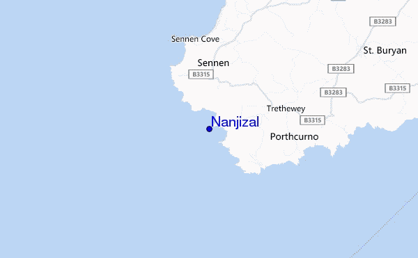 mapa de localização de Nanjizal