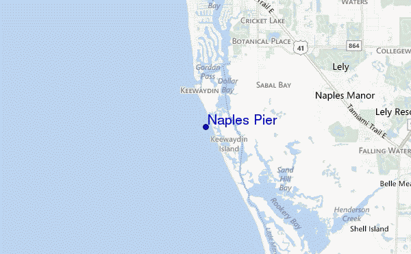 mapa de localização de Naples Pier