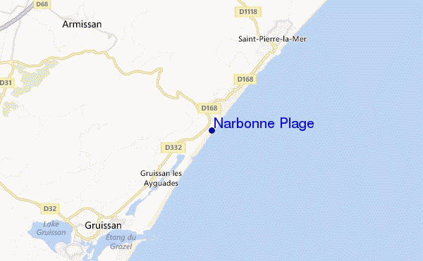 mapa de localização de Narbonne Plage