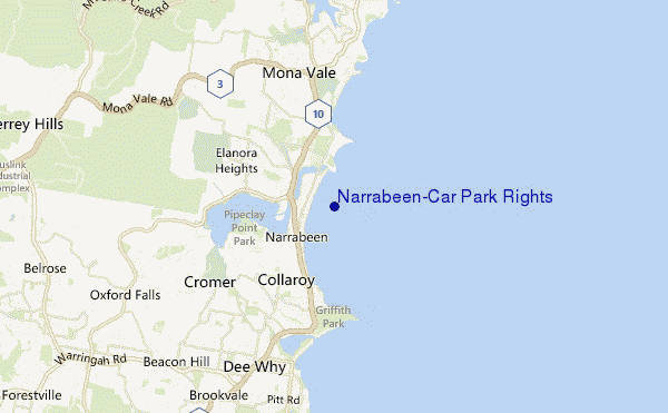 mapa de localização de Narrabeen-Car Park Rights