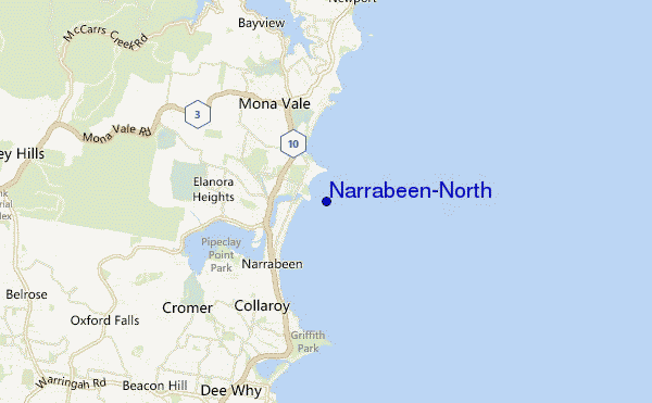 mapa de localização de Narrabeen-North