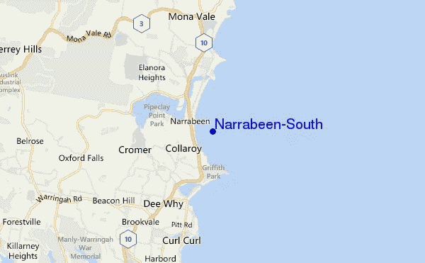 mapa de localização de Narrabeen-South