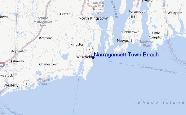 Narragansett Town Beach Location Map