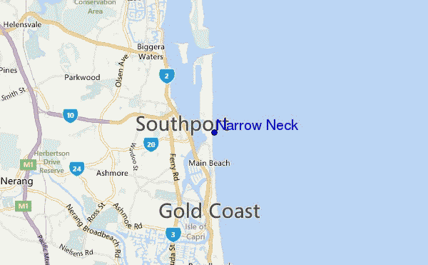 mapa de localização de Narrow Neck