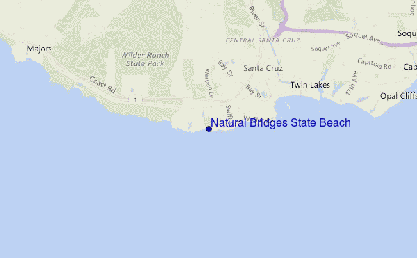 mapa de localização de Natural Bridges State Beach