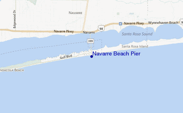 mapa de localização de Navarre Beach Pier
