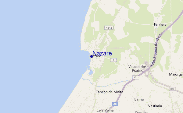 mapa de localização de Nazare