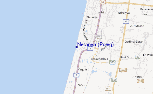 mapa de localização de Netanya (Poleg)