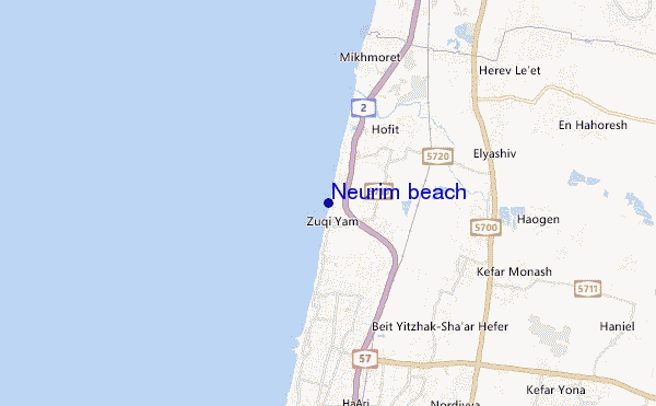 mapa de localização de Neurim beach