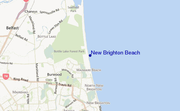 mapa de localização de New Brighton Beach